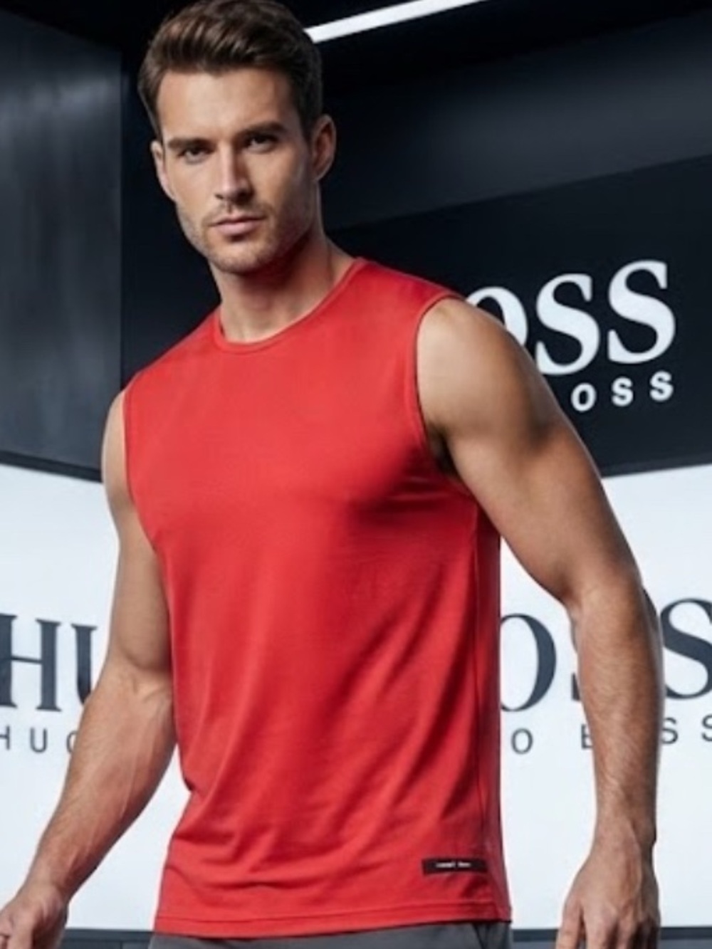 Authentic Hugo Boss designer mens Lycra work out exercise tank top sz Small